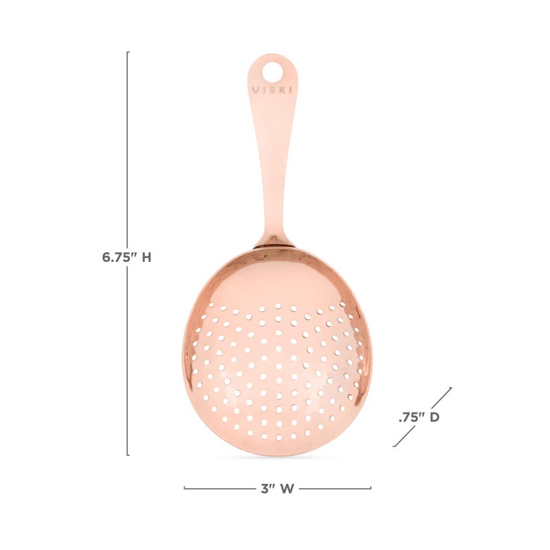 Viski Julep Stainless Steel Cocktail Strainer, Bar Tools, Drinks Spoon for Bartenders and Mixologists, Home or Commercial Use, Professional Metal Barware, Copper - Image 3
